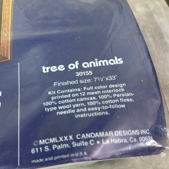 Vintage Needlepoint Kit By Something Special tree of animals 30155 7x33 Sealed - Picture 3 of 5